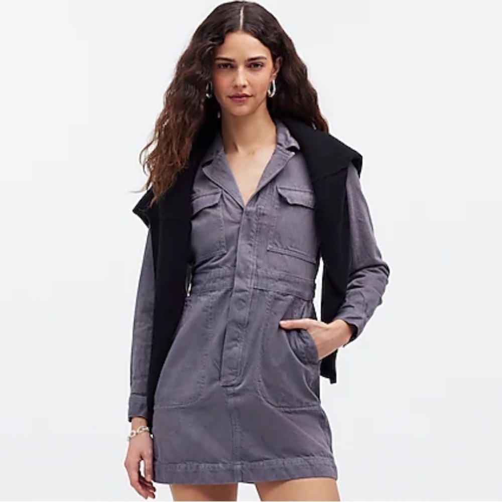 Madewell x MN Dye Studio Denim Patch-Pocket Mini Dress